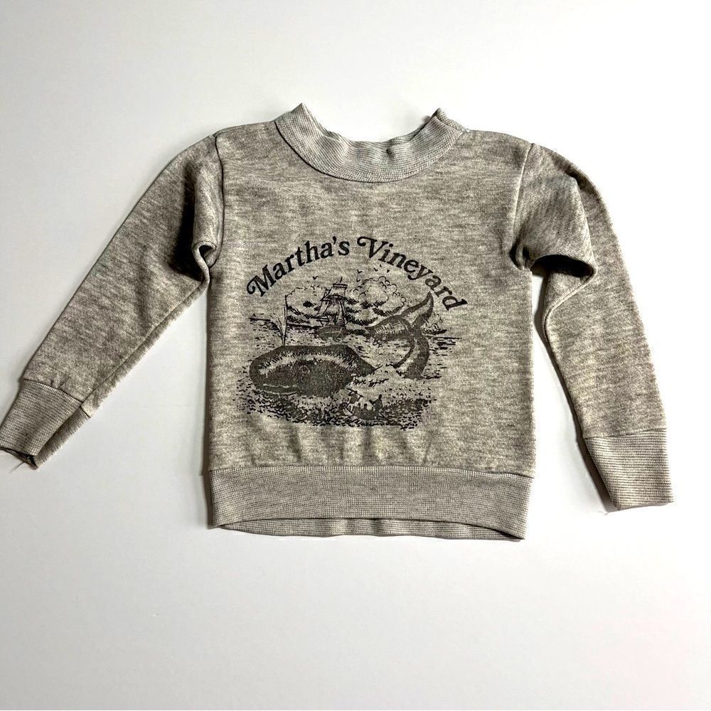 Martha's Vineyard Boys or Girls Whale Ship Cozy Sweatshirt Grey Black Size 3T